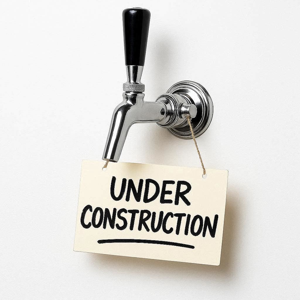 Beer taps with construction sign